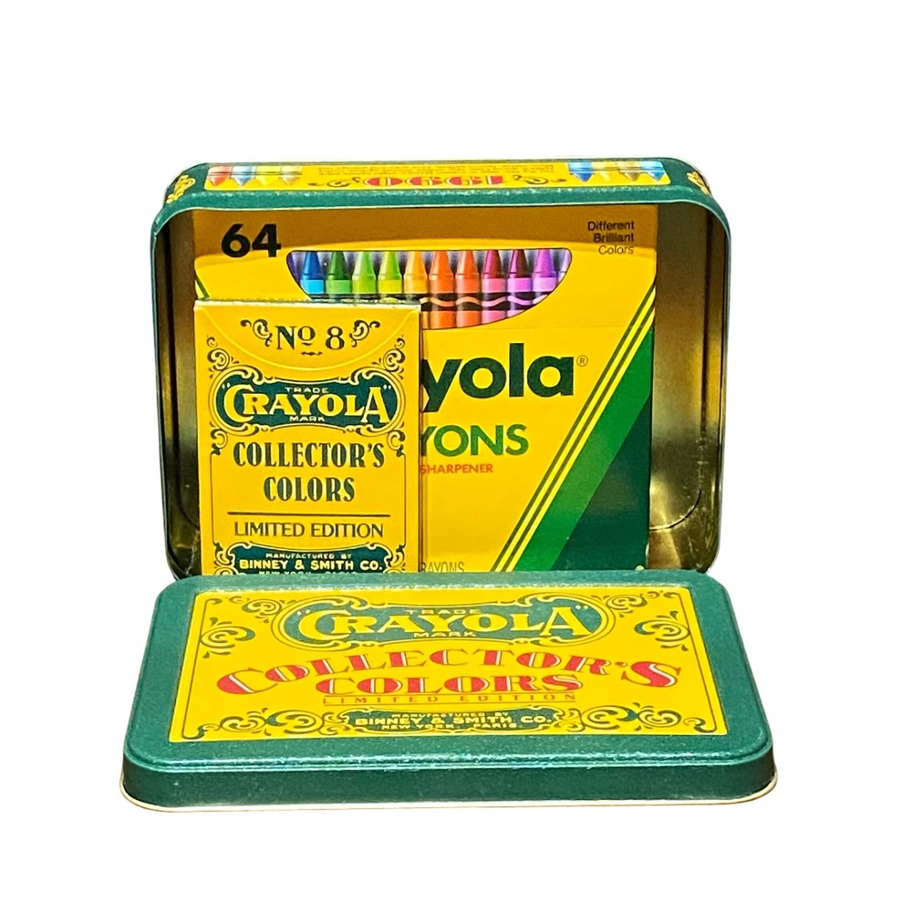 Crayola Collectors Colors Limited Edition Tin 64 Count‎ & 8 Retired Colors 1991